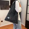 femmes grande capacité sac fourre tout simple solide femme shopper sac à bandoulière décontracté denim toile sacs de messager pour sacs à main de mode
