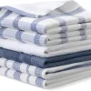 torchons de cuisine à motif gaufré en coton biologique – très absorbant, à séchage rapide, non pelucheux, 15 x 25 pouces, ensemble de 6 pièces (4 nav