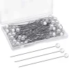 Épingles rondes à tête de perle, 100 pièces, épingles à coudre pour bijoux, épingles droites blanches pour la couture, artisanat, décorations de mariage, épingles à quilting en tissu