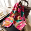 Foulard carré de luxe en soie imprimé Floral pour femmes, Hijab, bandes de cheveux, foulard en Satin, châle, ruban, bandeau à la mode, 2024