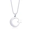 Collier croissant d&rsquo;étoile en acier inoxydable pour hommes et femmes, pendentif amulette musulmane islamique, accessoires de bijoux religieux turcs