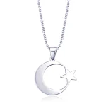 Collier croissant d&rsquo;étoile en acier inoxydable pour hommes et femmes, pendentif amulette musulmane islamique, accessoires de bijoux religieux turcs