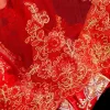 voile de mariée rouge en gaze rétro, broderie dorée, dentelle courte, couvre tête de mariage, robe xiuhe ancienne élégante, proposition de voile