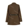 marron avec ceinture une veste en laine vintage pour les femmes automne et hiver 2025 nouveau populaire saisonnier vert tempérament haut femme blazer