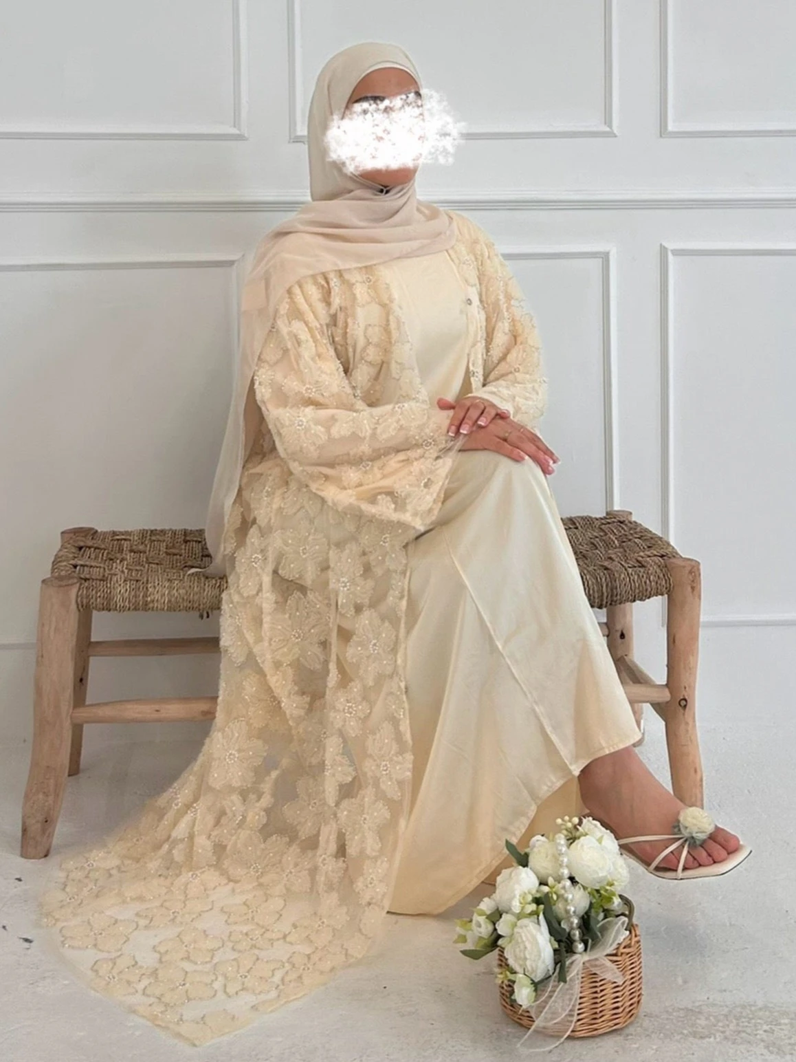 eid femmes abaya musulman cardigan robe perles fleur jalabiya ramadan robes largos islam arabe longue robe maroc caftan 2026