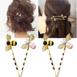 Épingles à cheveux décoratives en forme d&rsquo;abeille, 1/2/4/6 pièces, jolies pinces à cheveux incurvées en métal pour tous courts et longs
