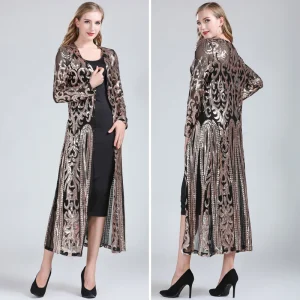Cardigan brodé à manches longues pour femmes, robe à paillettes sexy, devant ouvert, maille, chemisier, cover-up, manteau de soirée, Rh, fête, Y Cardigan brodé à manches longues pour femmes, robe à paillettes sexy, devant ouvert, maille, chemisier, cover-up, manteau de soirée, Rh, fête, Y