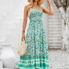 robe longue florale pour femmes d’été, vêtements tendance pour femmes, robe d’été 2024, robe de plage sexy halter bohemia, tenue d’été