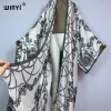 kuwait winyi manteau musulman imprimé boho pour femme, kimono long ouvert devant, kaftan, tunique de plage, robes rondes, 2023