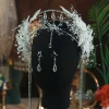bandeaux de sauna élégants avec clip d'oreille, diadèmes de perles transparentes, cerceau de cheveux à pampilles multicouches, couronne de rhde mariée de luxe, bijoux de cheveux de mariage