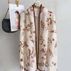 Écharpe florale respirante pour femmes, longue écharpe fine en polyester, grand châle léger à motifs d'oiseaux, foulard de protection solaire pour vacances