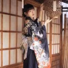 kimono japonais traditionnel à manches rétro pour femmes, tenue formelle améliorée, photographie, peignoir foncé, 2025