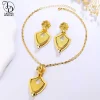 as00046 collier double couche en forme de bouclier plaqué or 24k pour femme, bijoux de dubaï, boule ronde, boucles d'oreilles fleurs Élégantes du moyen orient, ensemble de mariage deux pièces à la mode