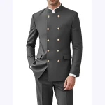 Costumes formels pour hommes, couleur unie, 2 pièces, Double boutonnage, col montant, pantalon Balzer, fête formelle, affaires, mariage, ensemble personnalisé