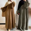 velours côtelé abaya dubaï luxe solide robes arabes femmes robe musulmane abayah dubaï élégant kebaya caftan hiver robe de grande taille