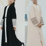 Musulman enfants filles luxe dubaï Abaya Kimono Cardigan broderie glands Robe longue Ramadan Robe caftan Femme Islam vêtements