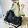 grands sacs à bandoulière noirs pour femmes, grand sac de shopping hobo, couleur unie, sac à main en cuir souple de qualité, fourre tout de voyage pour dames