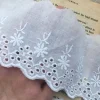 tissu en dentelle de fleurs blanches brodées en coton, large couture de dubaï, garniture de bricolage, ruban appliqué de mariage, tissu de col, décor guipure
