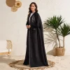 lanmrem abaya cardigan robe pour femmes plissé imprimé à manches longues trench manteau arabie saoudite élastique ample vêtements pour femmes 2db4557