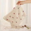 trousse de maquillage en velours côtelé imprimé cerise, boîte de rangement de maquillage légère à fermeture éclair, sac multifonctionnel avec doublure