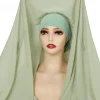 hijab en mousseline de soie medina instantané de qualité supérieure avec aimants intégrés, écharpe facile à porter, châle, couvre chef avec bonnet sous capuchon pour femmes musulmanes