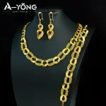 Ensemble de bijoux en or Punk du moyen-orient plaqué or 21 carats pour femmes de Dubaï, collier épais Hip Hop, bijoux de mariage traditionnels marocains