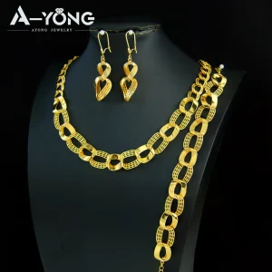 Ensemble de bijoux en or Punk du moyen-orient plaqué or 21 carats pour femmes de Dubaï, collier épais Hip Hop, bijoux de mariage traditionnels marocains