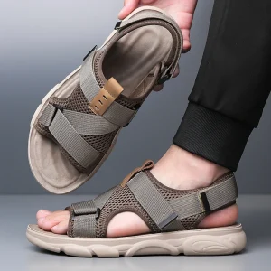 Sandales pour hommes respirant confortable antidérapant chaussures pour hommes en plein air sandales de plage décontractées hommes chaussures plates souples sandale chaussures d&rsquo;été pour hommes