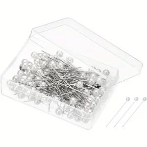 Aiguilles à tête de perle ronde 3cm, 100 pièces/boîte, épingles de couture blanches, point de bricolage, outils de couture à poussée droite, positionnement domestique JXB