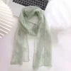 foulard en soie respirant pour printemps, châle en polyester à fleurs brodées à séchage rapide, léger et long, hijab, décoration de cou