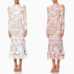 Robe à col haut A-Line personnalisée, Zones d&rsquo;appliques S, Robe sur mesure, Midi Drs, Arabie saoudite