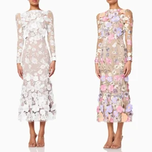 Robe à col haut A-Line personnalisée, Zones d&rsquo;appliques S, Robe sur mesure, Midi Drs, Arabie saoudite