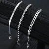 ensemble de bijoux simples en acier inoxydable pour hommes, couleur argent, unisexe, punk, vintage, anneau lisse, collier, bracelet, cadeaux, nouvelle collection 2024