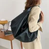 grands sacs à bandoulière noirs pour femmes, grand sac de shopping hobo, couleur unie, sac à main en cuir souple de qualité, fourre tout de voyage pour dames
