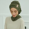 Élégant plaine musulman instantané turban hijab femmes bandeau pour dames, conception de boucle en métal