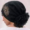 musulman sous écharpe chapeau cancer chimio chapeaux turbante mujer broderie turban casquette pour femmes été respirant bandeau bonnet