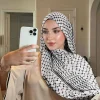 longue Écharpe en mousseline de soie pour femme, hijab vintage, imprimé, motif géométrique, tête ronde, légère, fine, douce, confortable, nouvelle collection