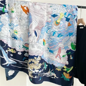 Injplanchers f-Châles à Bords Roulés pour Femme, Grand Bandana, Ceinture, Foulard pour Cheveux et Cou, Accessoires de Créateur, Printemps