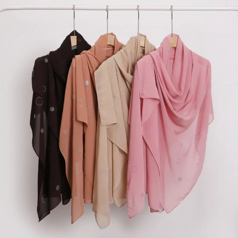 mode hijab pour femmes écharpe avec pain nouvelle bulle en mousseline de soie à la main collant fleur bateau ancre longue serviette gaze foulard musulman