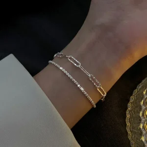 Bracelets réglables scintillants couleur argent pour femmes, Bracelet fin élégant, nouveaux bijoux cadeaux de fête de mariage