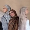 foulard keffiyel imprimé à carreaux simples, protection solaire, longue écharpe hijab en mousseline de soie, châles fins et enveloppes, foulard islamique pour dames