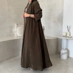 Femmes musulmanes du moyen-orient Abayas caftans islamiques robes Maxi décontractées à manches longues Jilbabs arabes Abaya avant ouvert avec Hajib