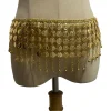 chaîne de taille en forme de pièce de monnaie dorée pour danse du ventre, ceinture de tête de beauté en alliage à cinq rangées, cloche d'étanchéité à cinq couches, accessoires de performance en métal