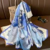 Foulard en soie de luxe espagnol, marque de styliste ombrée, gros pétales, châles floraux, Pashmina, enveloppes pour dames, Foulard musulman, Hijab, Sjaal, 2023