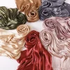 premium malaisie satin tudung hijab voile islamique foulard froissé couleur unie satin crêpe écharpe femmes musulmanes châle enveloppement