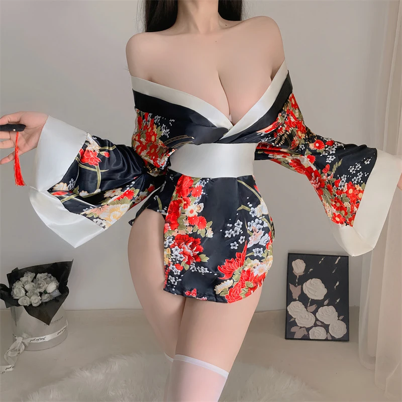 ensemble uniforme kimono érotique, robe kimono geisha, pornographie, chemise de nuit cosplay sexy, pyjama de rajeunissement avec nœud, vêtements de prostitution