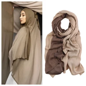 Foulard Hijab de luxe de couleur dégradée, Bandana Long, Turban islamique à bord large pour femmes