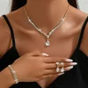 ensemble de bijoux de mariée de luxe vintage, collier et boucles d'oreilles en zircon exquis, tempérament élégant, bracelet en strass pour filles