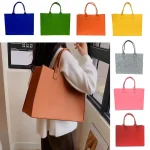 Sac à bandoulière en feutre Simple, grande capacité, fourre-tout de couleur unie, sac à main pour femmes et filles