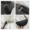 jowaist sac banane de luxe pour femme, sac banane, sac à main, sac banane, sac à main, sacs à bandoulière, sacs de poitrine, flash diamond, gels fashion, initié à la hanche